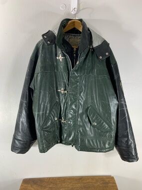 Vintage 80s 90s era  Scotty distressed leather hooded bomber leather jacket